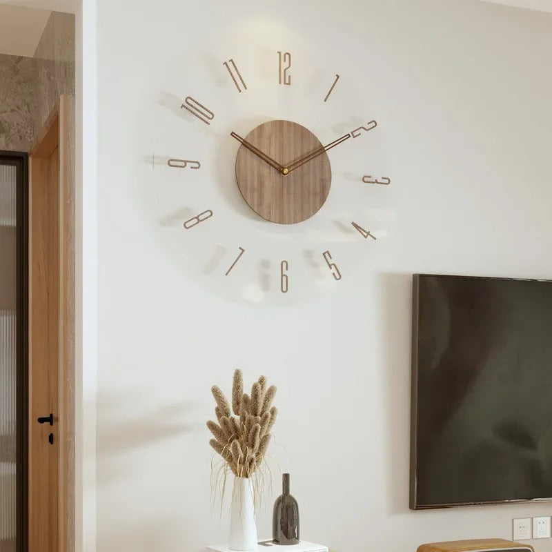 Modern väggklocka i trä – Minimalistisk och stilren design till vardagsrummet