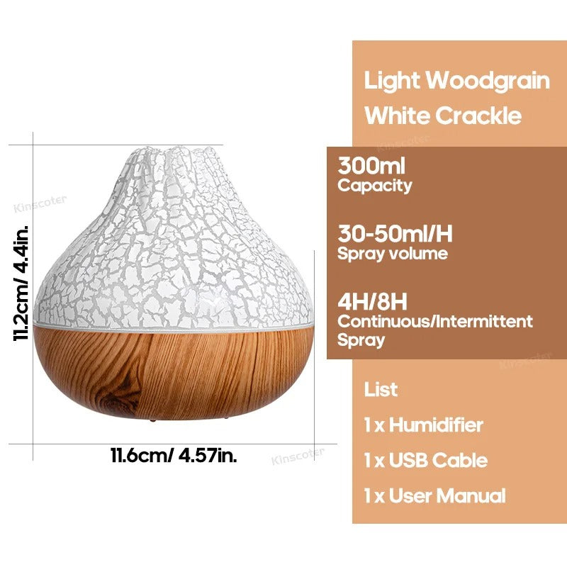 Stilfuld 300ML Luftfugter med 7-Farvet LED - USB Drev