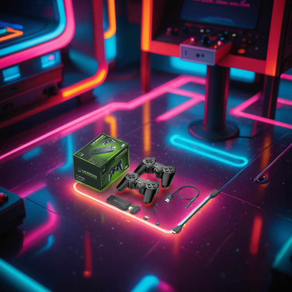 4K Retro Spilkonsol med Trådløse Controllere - Plug & Play