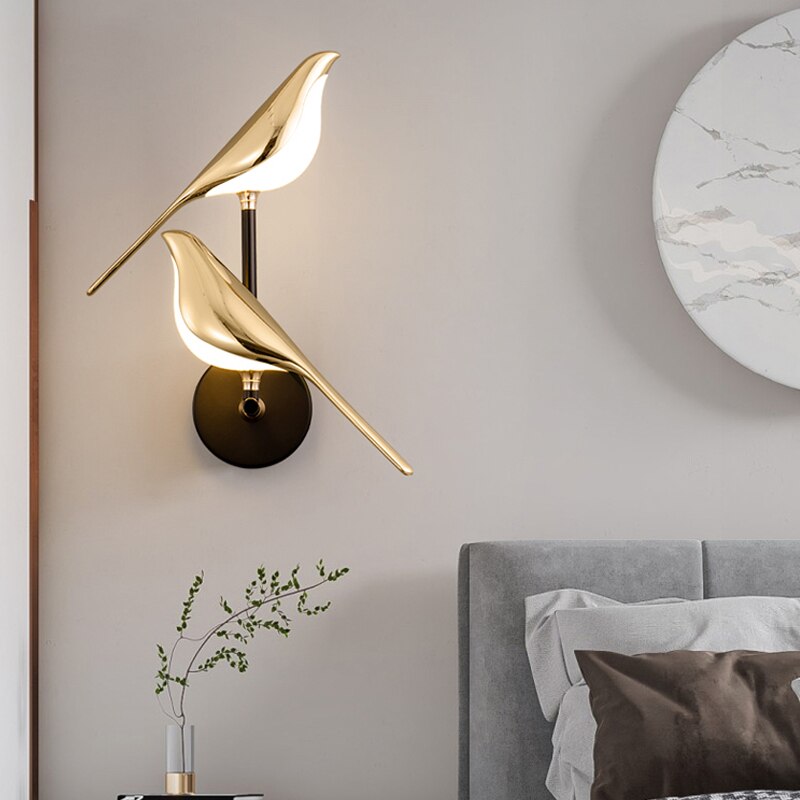 Moderne Væglampe med Justerbar LED i Fugleform