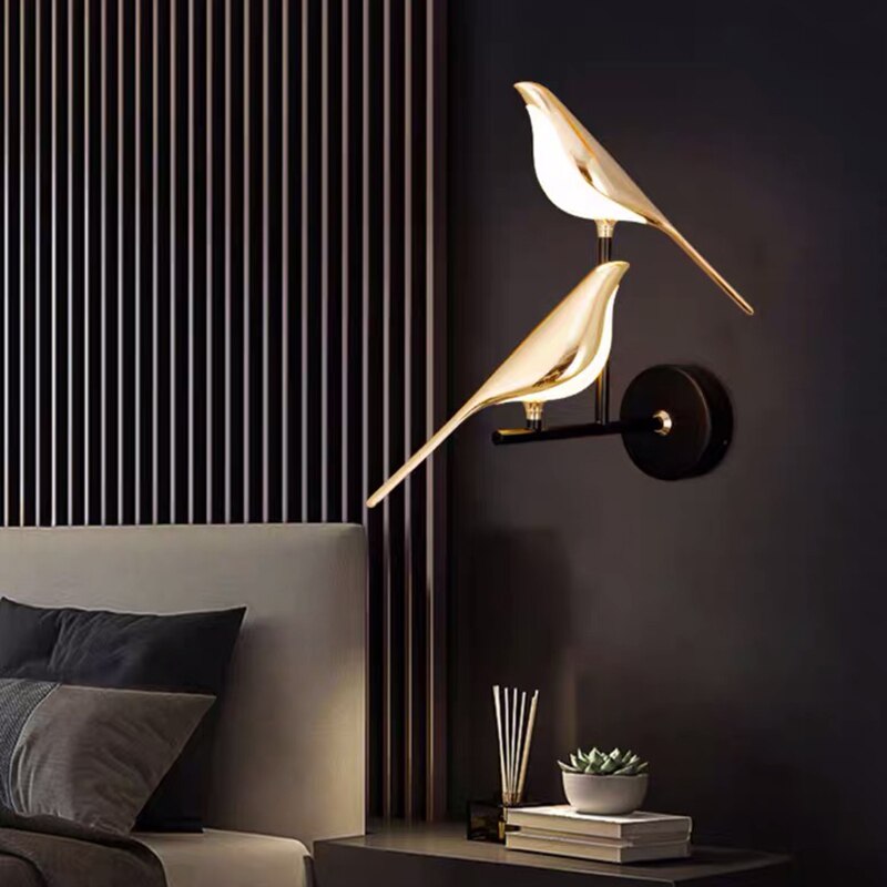 Moderne Væglampe med Justerbar LED i Fugleform