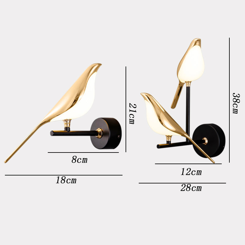 Elegant LED Væglampe med Fuglemotiv - Energibesparende Design