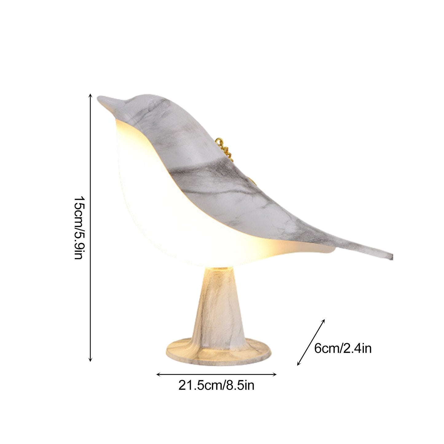 Stilfuld LED Bordlampe med Fuglemotiv og Blødt Lys