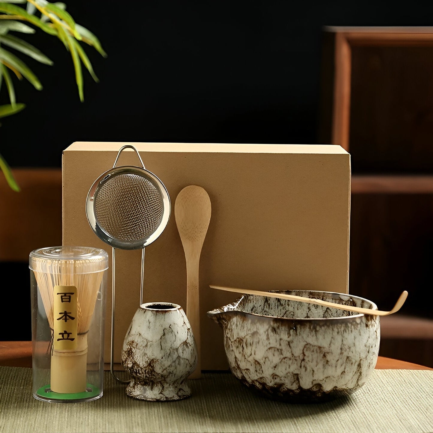 Traditionellt Matcha-set i keramik – 6 delar för teceremonier