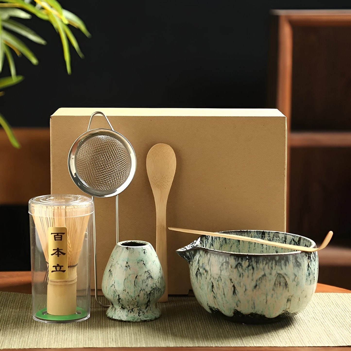 Traditionellt Matcha-set i keramik – 6 delar för teceremonier