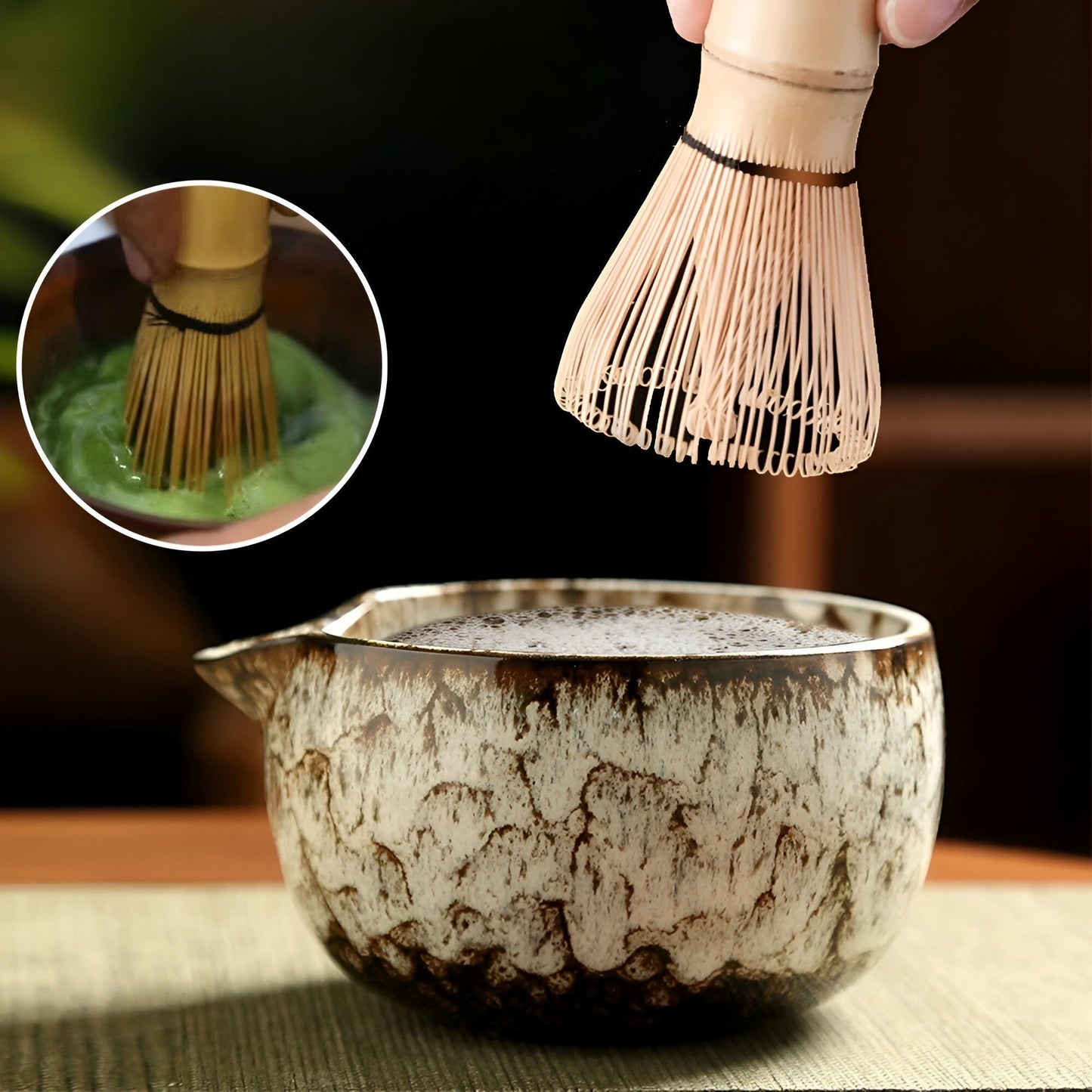 Traditionellt Matcha-set i keramik – 6 delar för teceremonier