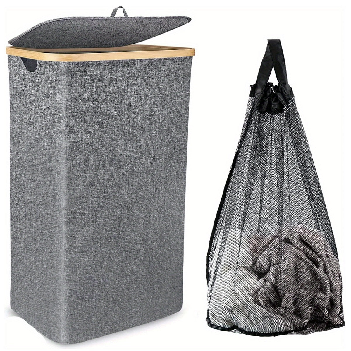 Rymlig tvättkorg 110L med lock och vattenavvisande design