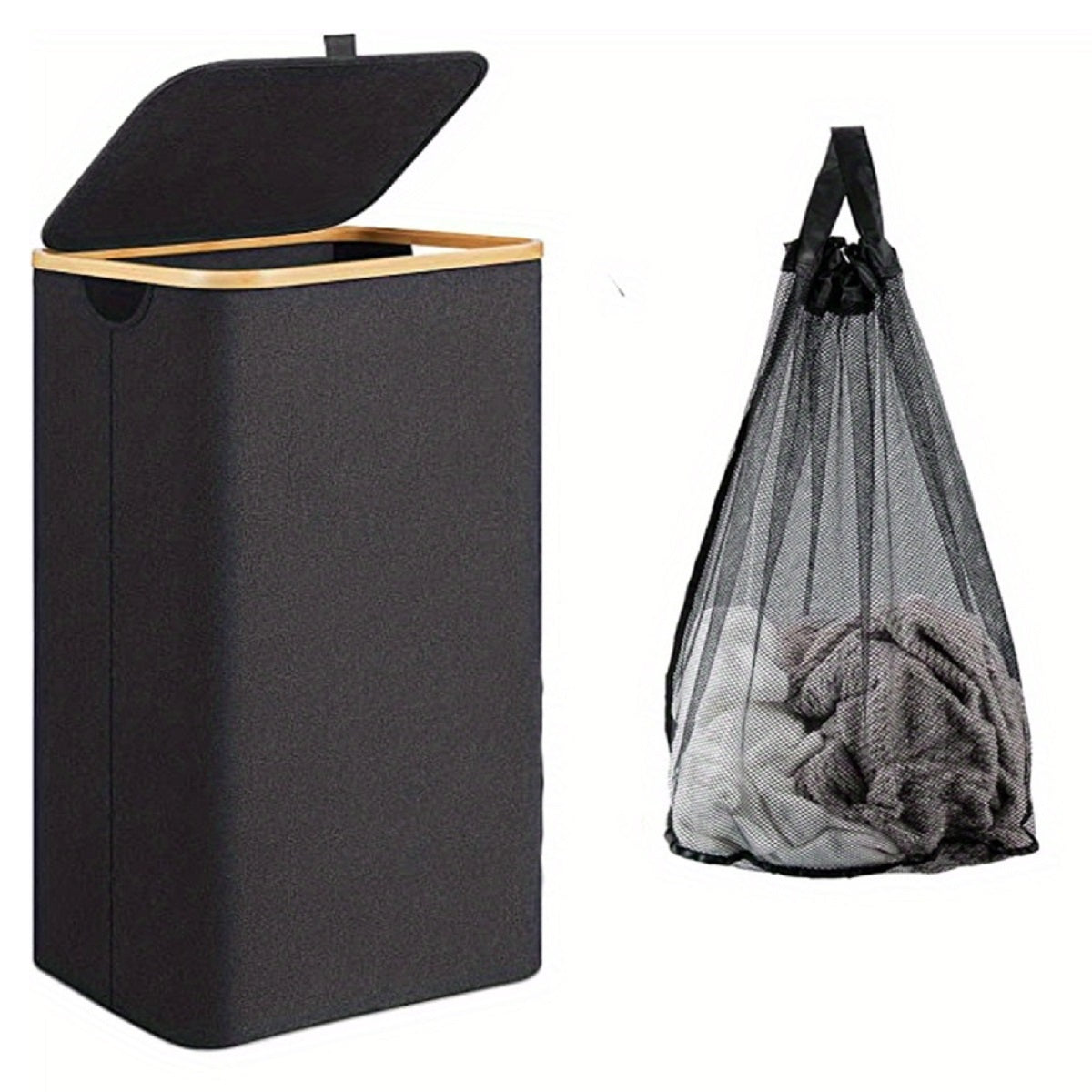Rymlig tvättkorg 110L med lock och vattenavvisande design