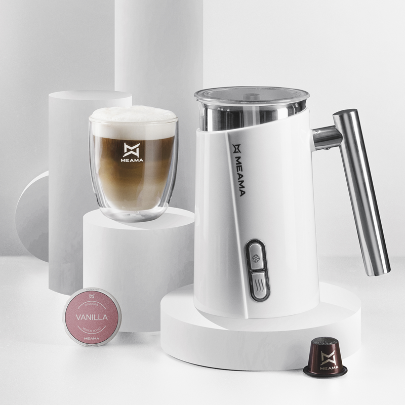 Elektrisk mælkeopsummer med mulighed for varm og kold skum til cappuccino og latte macchiato
