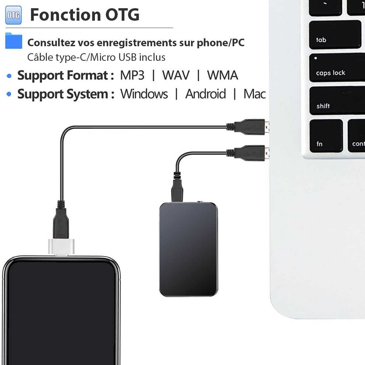 Ultra-tynd Mini Mikrofon med Lang Batteritid og Høj Kapacitet