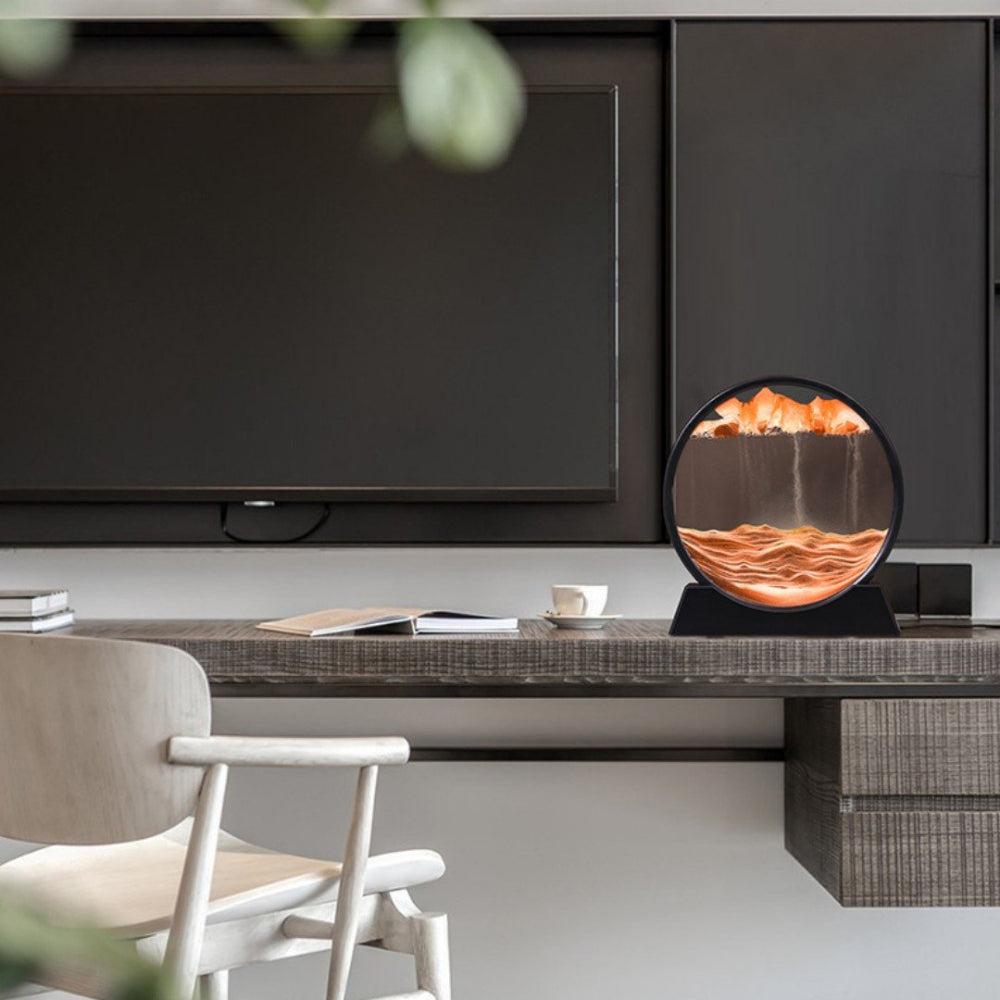 Lugnande 3D Sandkonst - Elegant Glasdekoration för Ditt Rum
