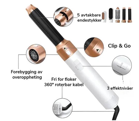 Multifunktionel Hårstyler 5-i-1 med Coanda Effekt