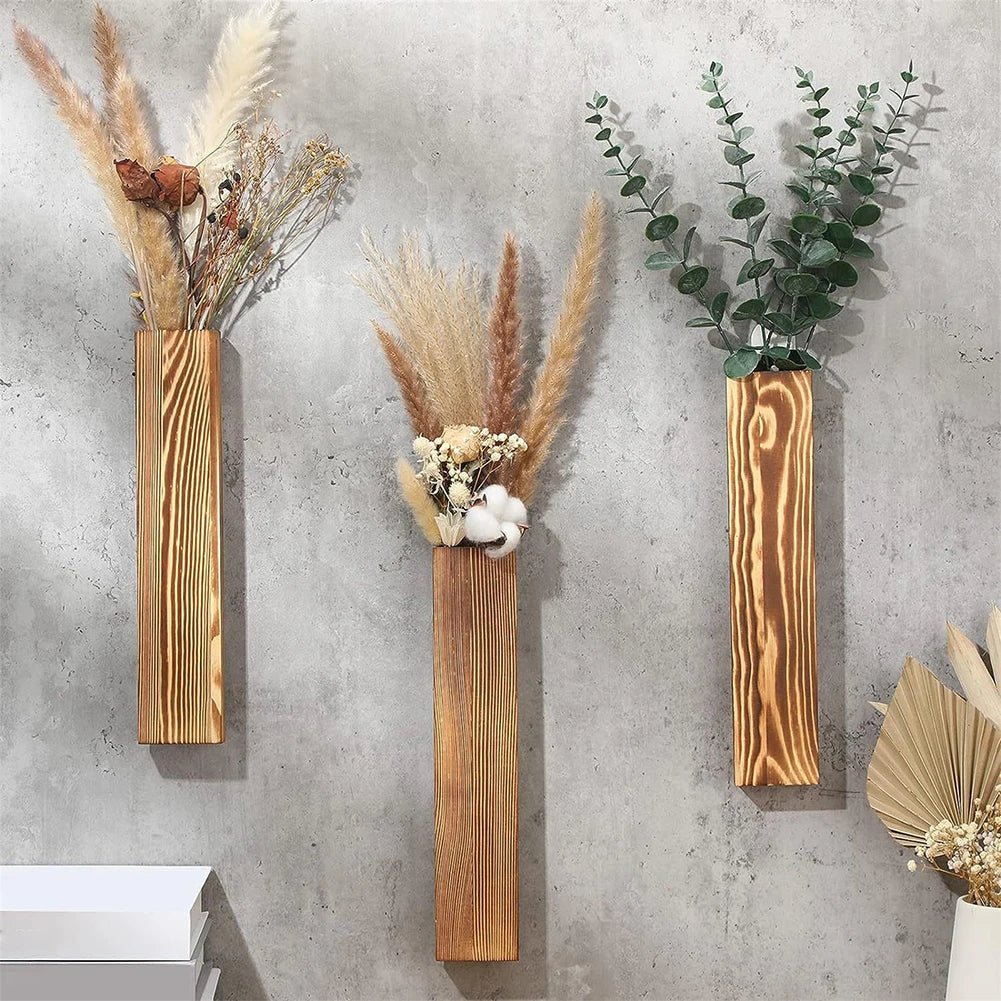 Håndlavet Træ-Vægkrukke til Dekorative Planter & Blomster