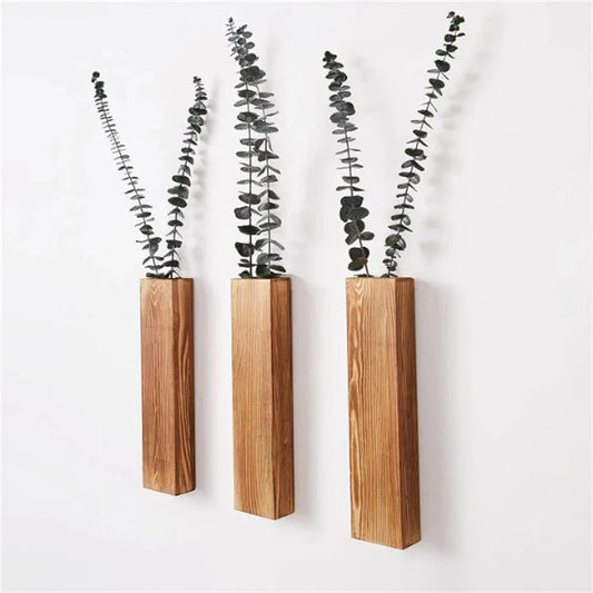 Håndlavet Træ-Vægkrukke til Dekorative Planter & Blomster