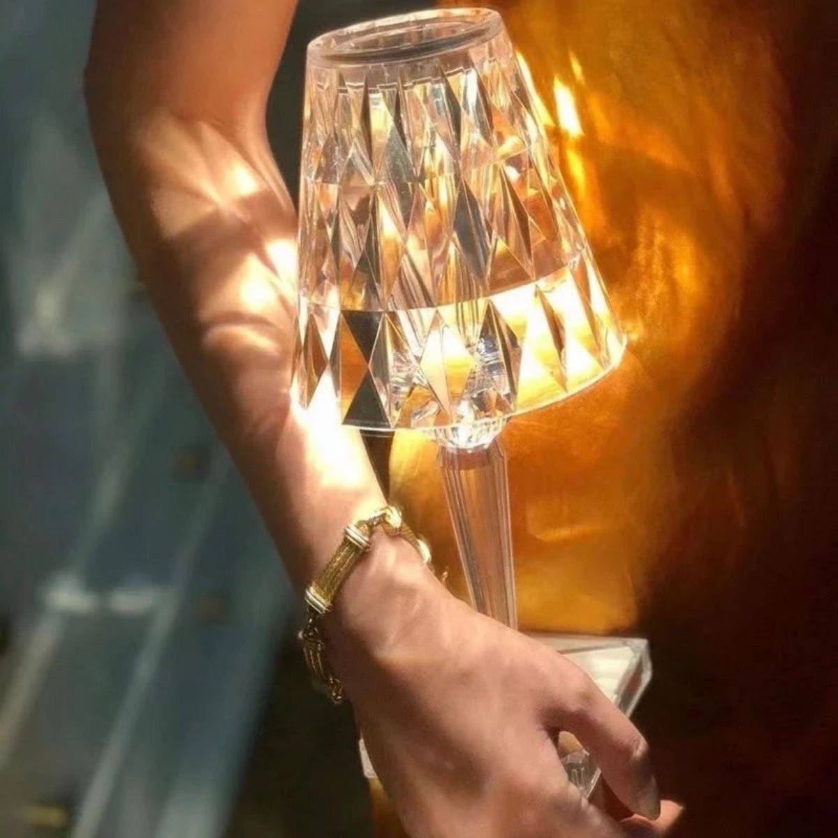 Kristalleffekt Bordslampa med Touch & Justerbart Ljus