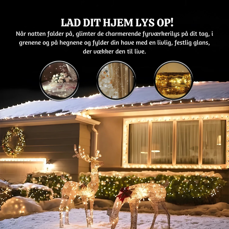 Energibesparende LED Lyskæde med 8 Lysindstillinger, IP44