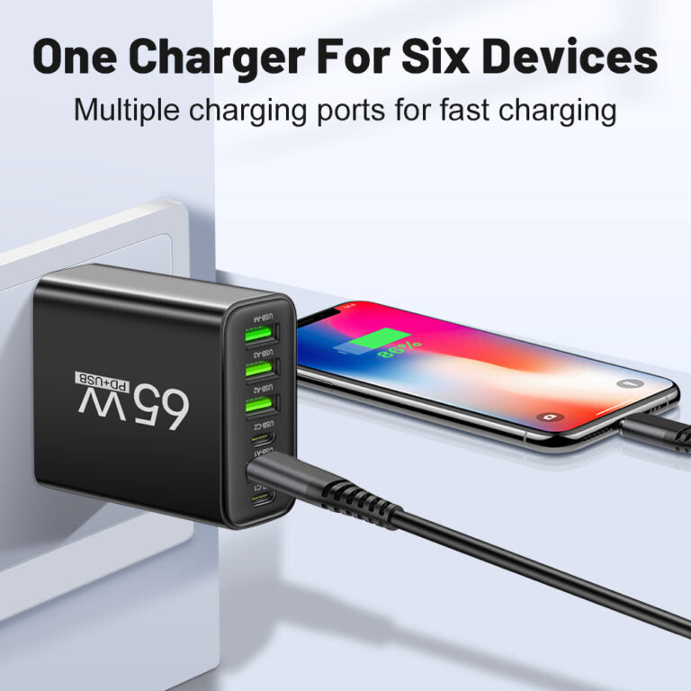 MultiSmart Lader med 65W – Hurtig og Effektiv til Flere Enheder