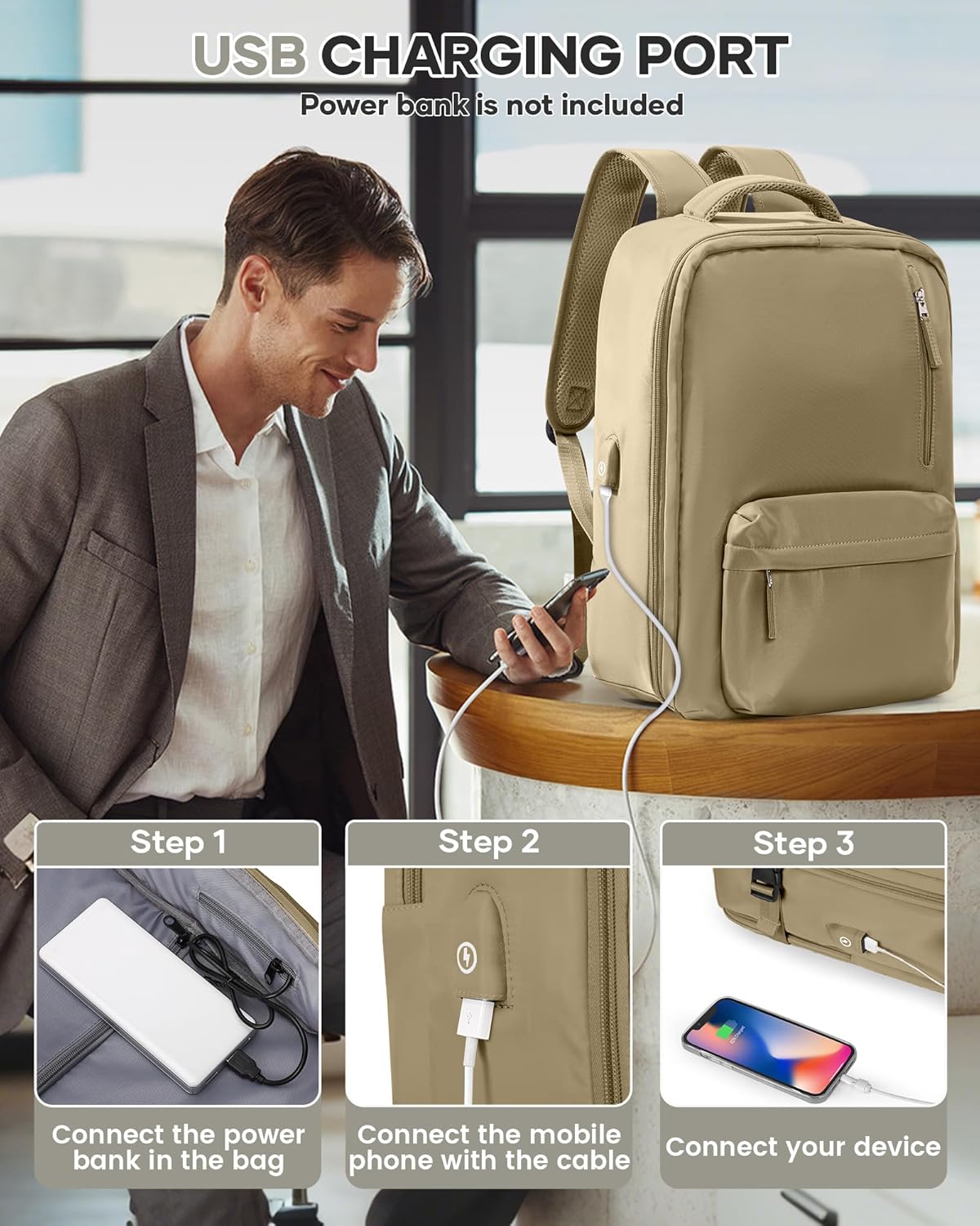 Praktisk laptoptaske med justerbar skulderrem og flere rum