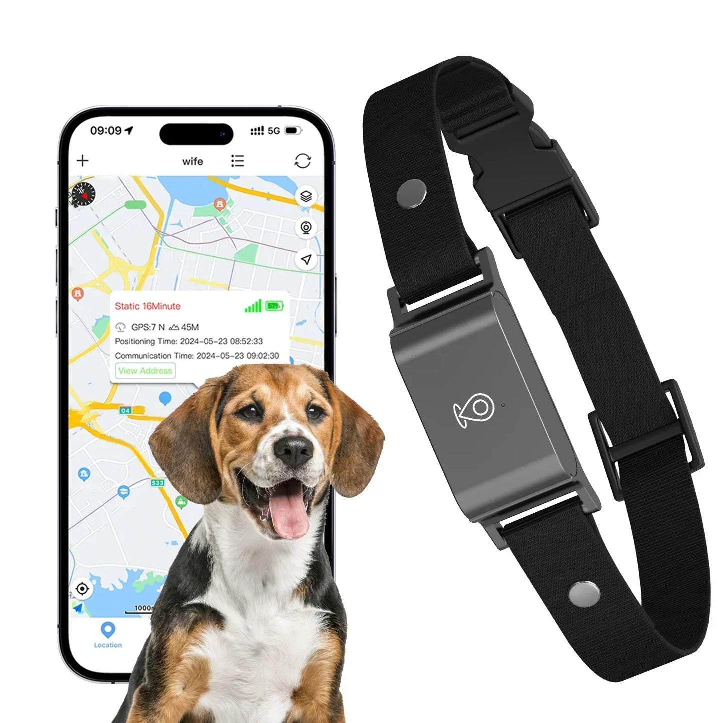 Vattentätt GPS-halsband för hundar och katter