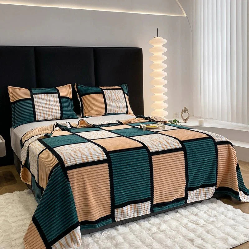Blød og Varm Plaid i Tidløst Design til Sofa og Seng