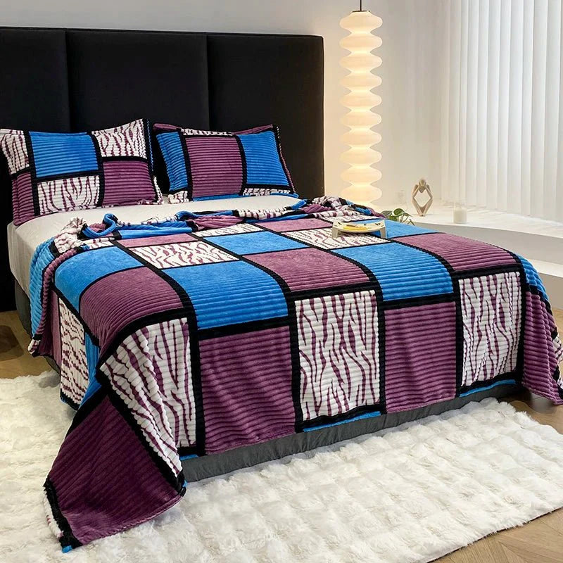 Blød og Varm Plaid i Tidløst Design til Sofa og Seng