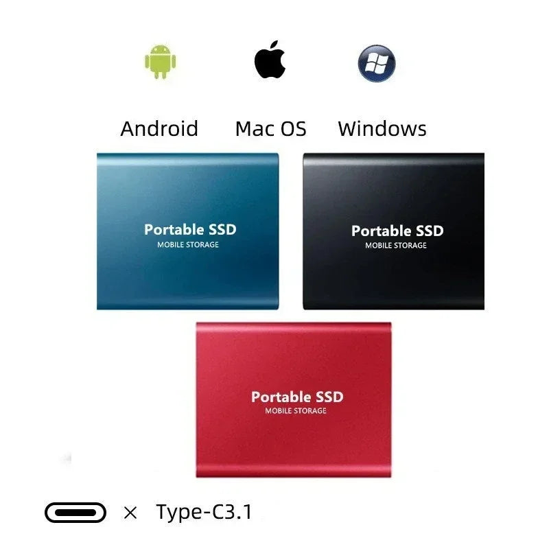 Bärbar SSD, Solid State Drive, USB-C-anslutning