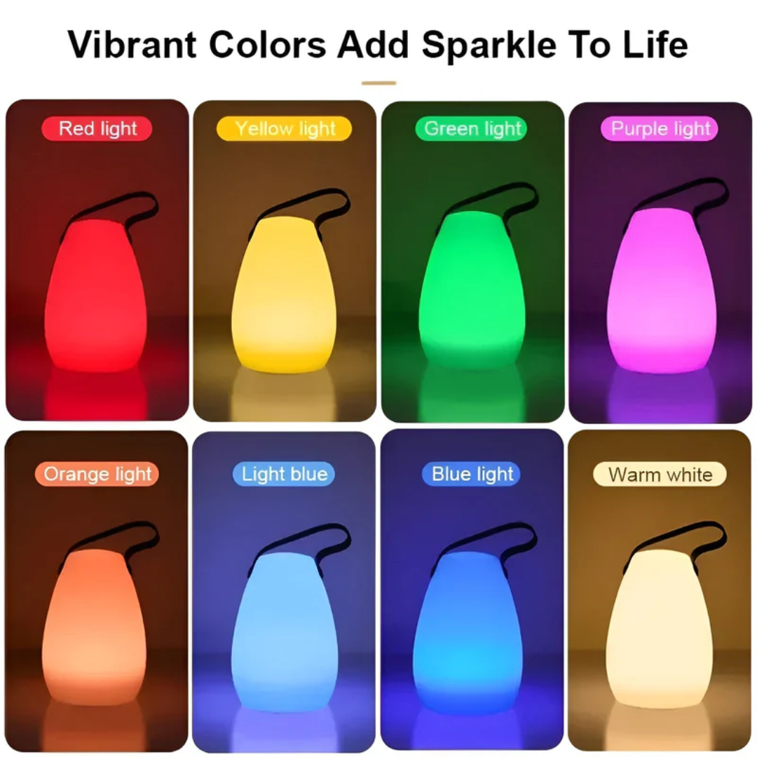 Bärbar LED Bordslampa med Justerbart Ljus och Vattentät Design