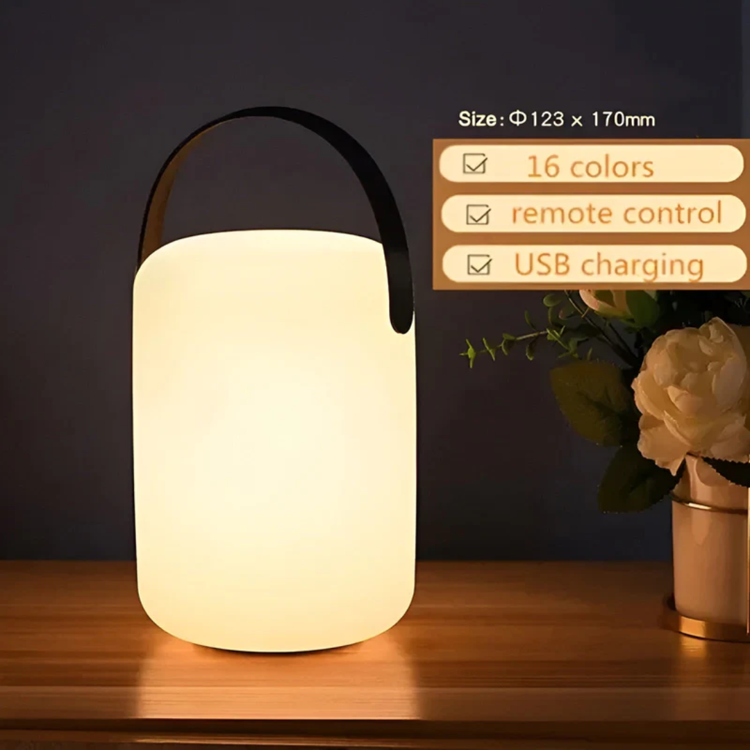 Bärbar LED Bordslampa med Justerbart Ljus och Vattentät Design