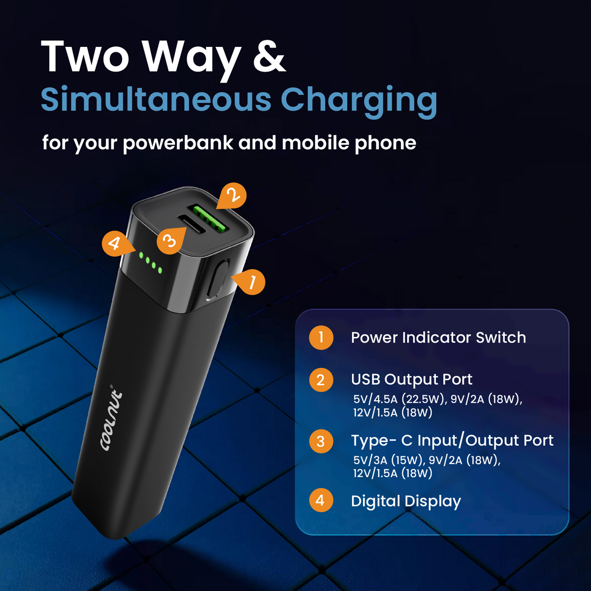 Mini Powerbank 5000 mAh – Powerbank för snabbladdning på resan