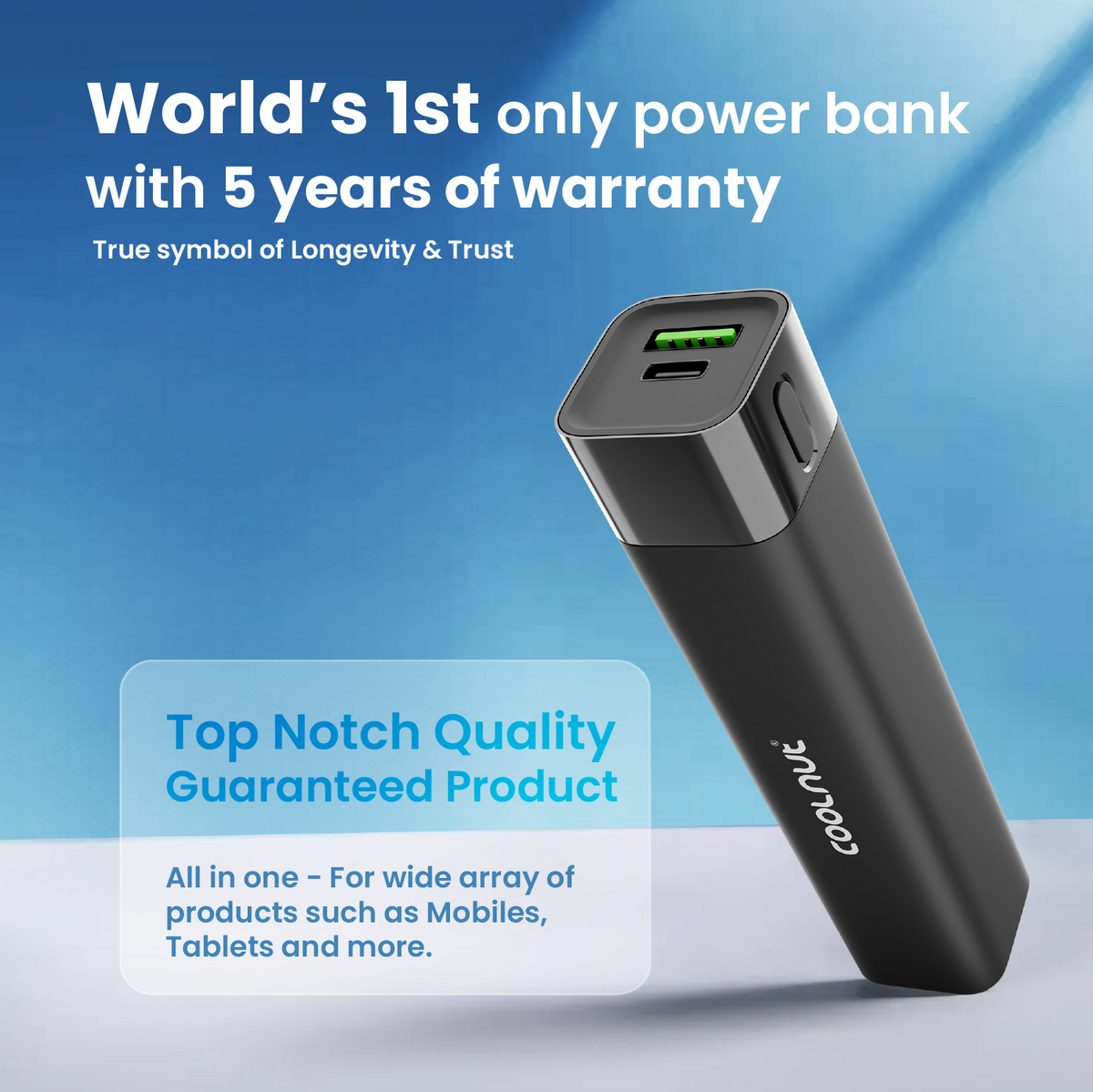 Mini Powerbank 5000 mAh – Powerbank för snabbladdning på resan