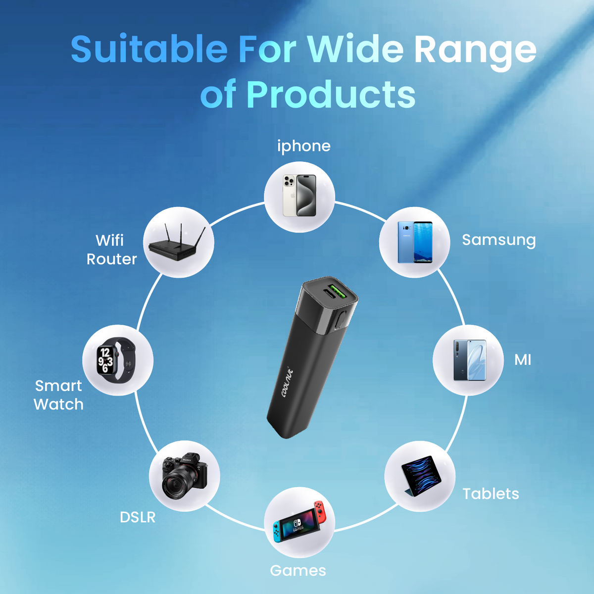 Mini Powerbank 5000 mAh – Powerbank för snabbladdning på resan