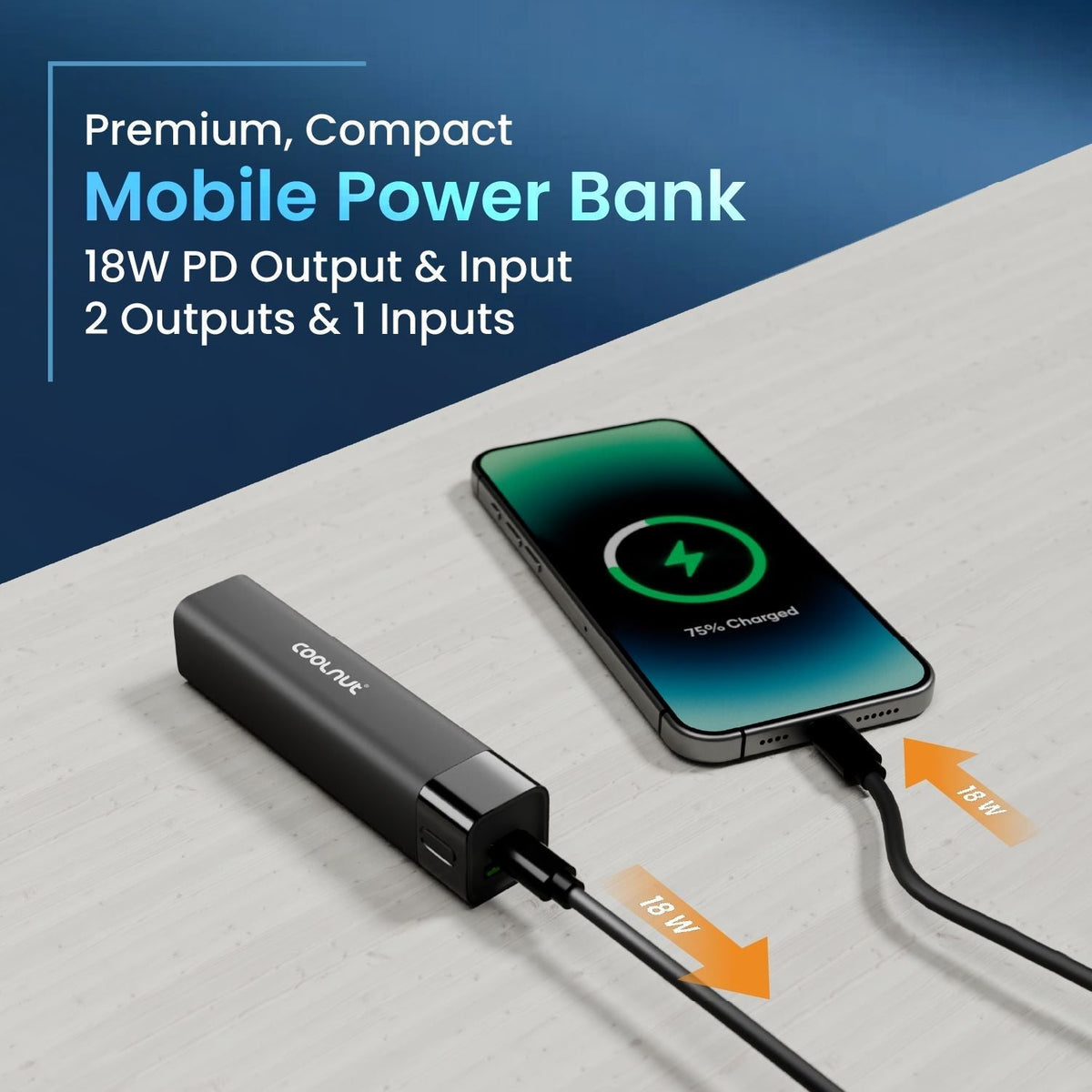 Mini Powerbank 5000 mAh – Powerbank för snabbladdning på resan