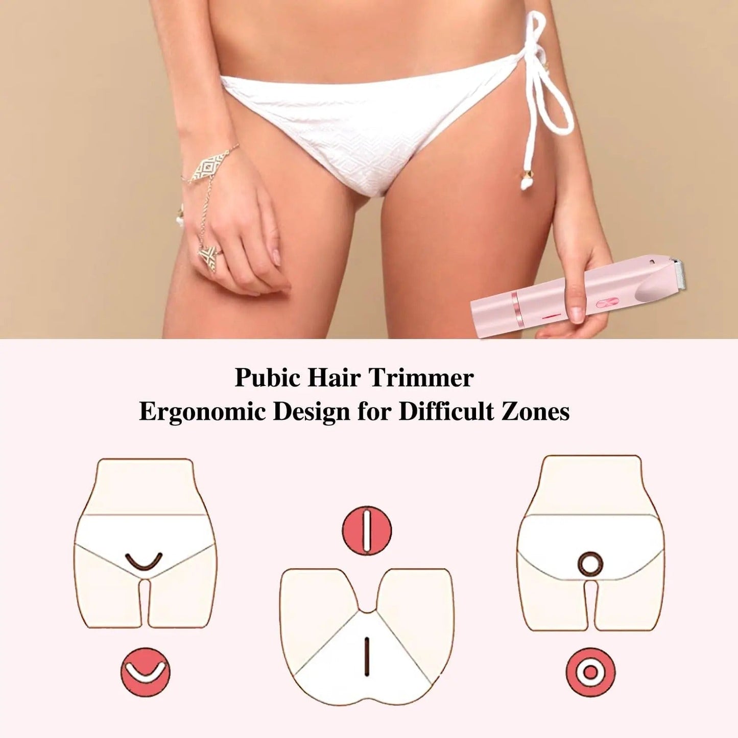 Vandtæt genopladelig bikini-trimmer med elektrisk funktion