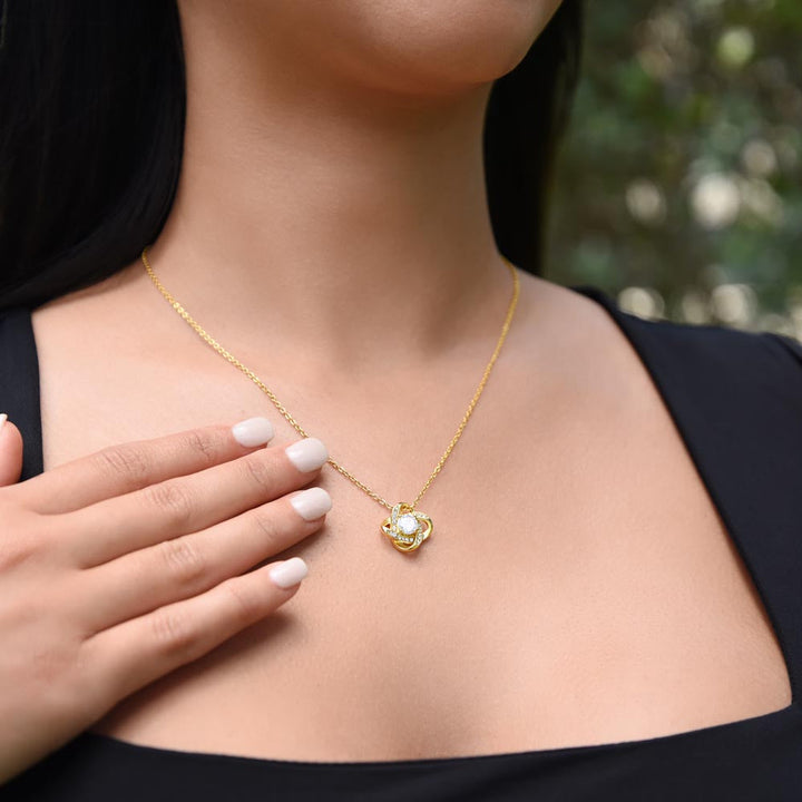 Halsband i vitt guld med äkta ros - Till min kärlek