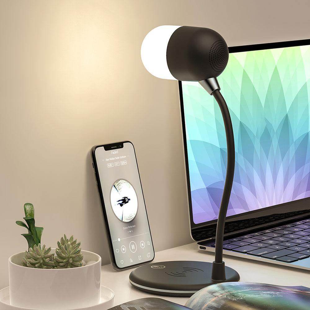 Bluetooth-högtalare Trådlös laddare Bordslampa
