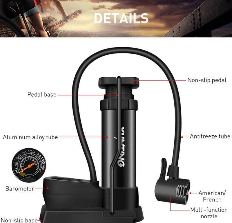 Bærbar Easy Bike Air Inflator Pedal Pumpe