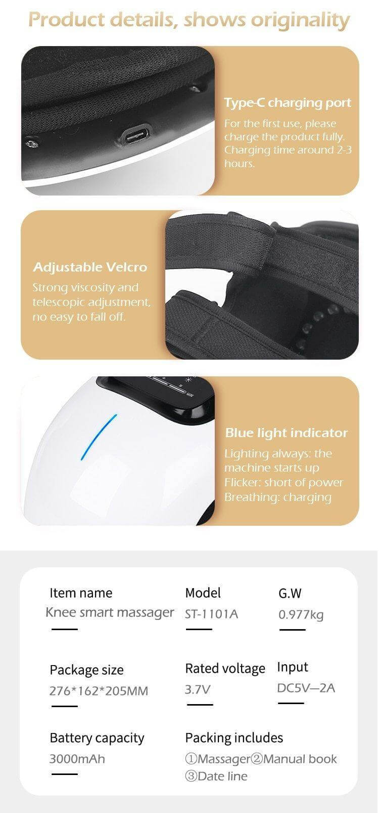 Trådløs elektrisk knæmassager