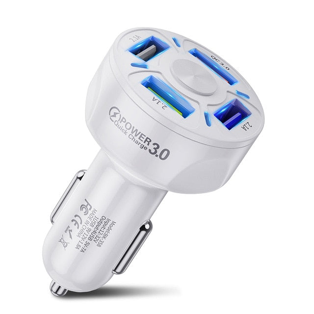 4-Port USB Bil Hurtig Opladning