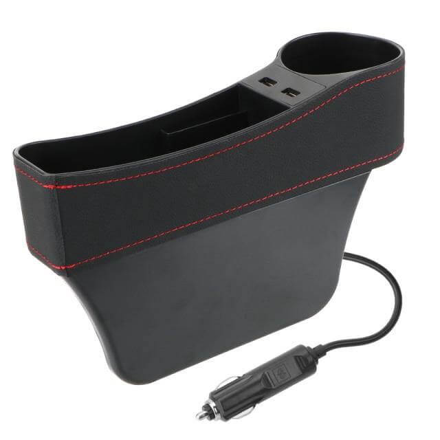 Læder USB Oplader Bil Sæde Kløft Organizer