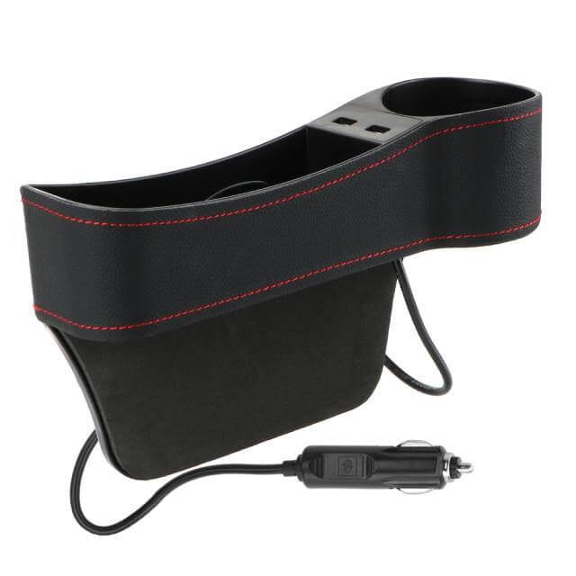 Læder USB Oplader Bil Sæde Kløft Organizer