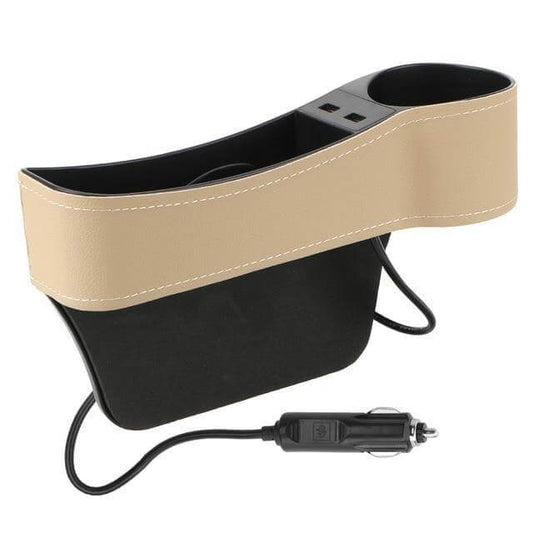 Læder USB Oplader Bil Sæde Kløft Organizer