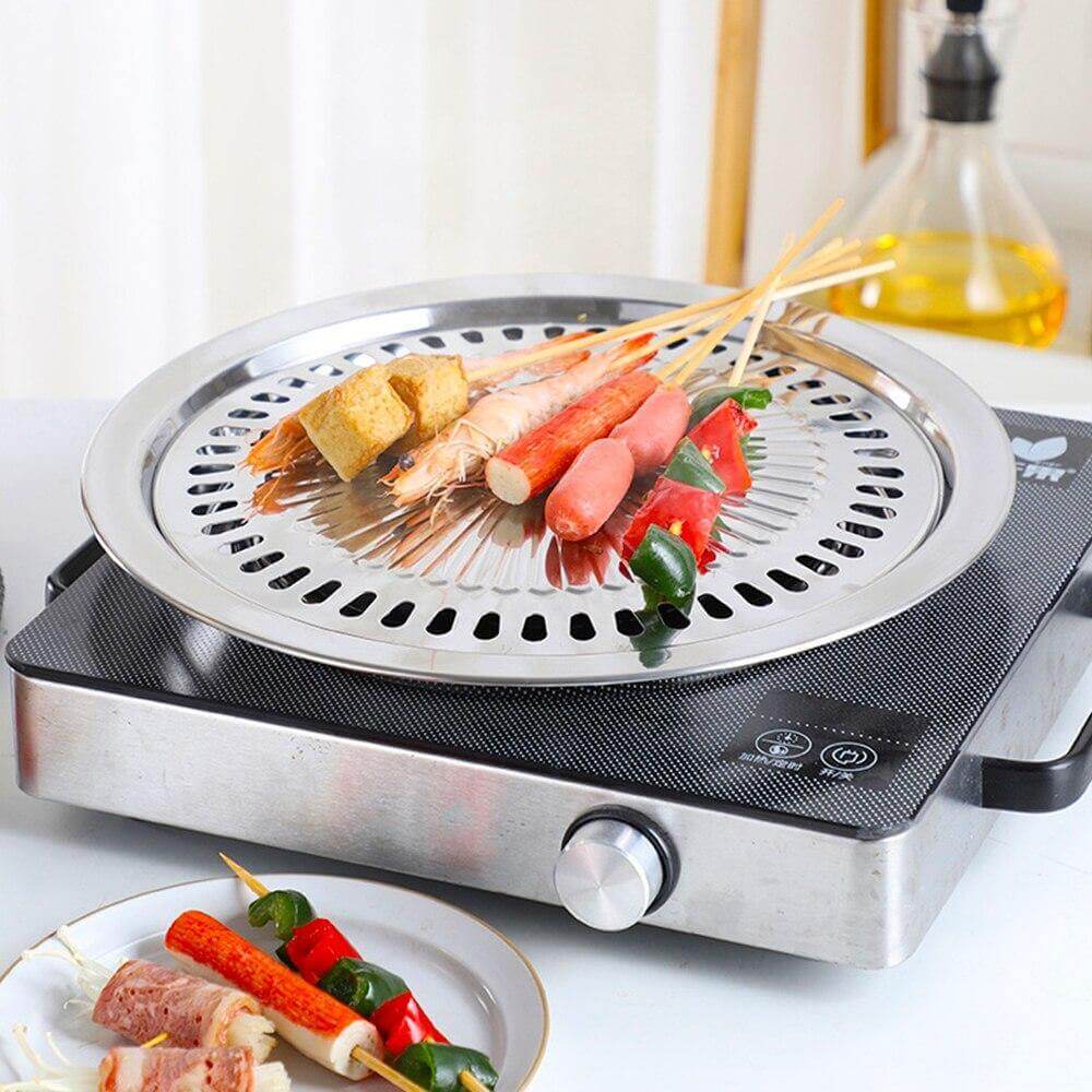 Koreansk bärbar non-stick BBQ grillpanna