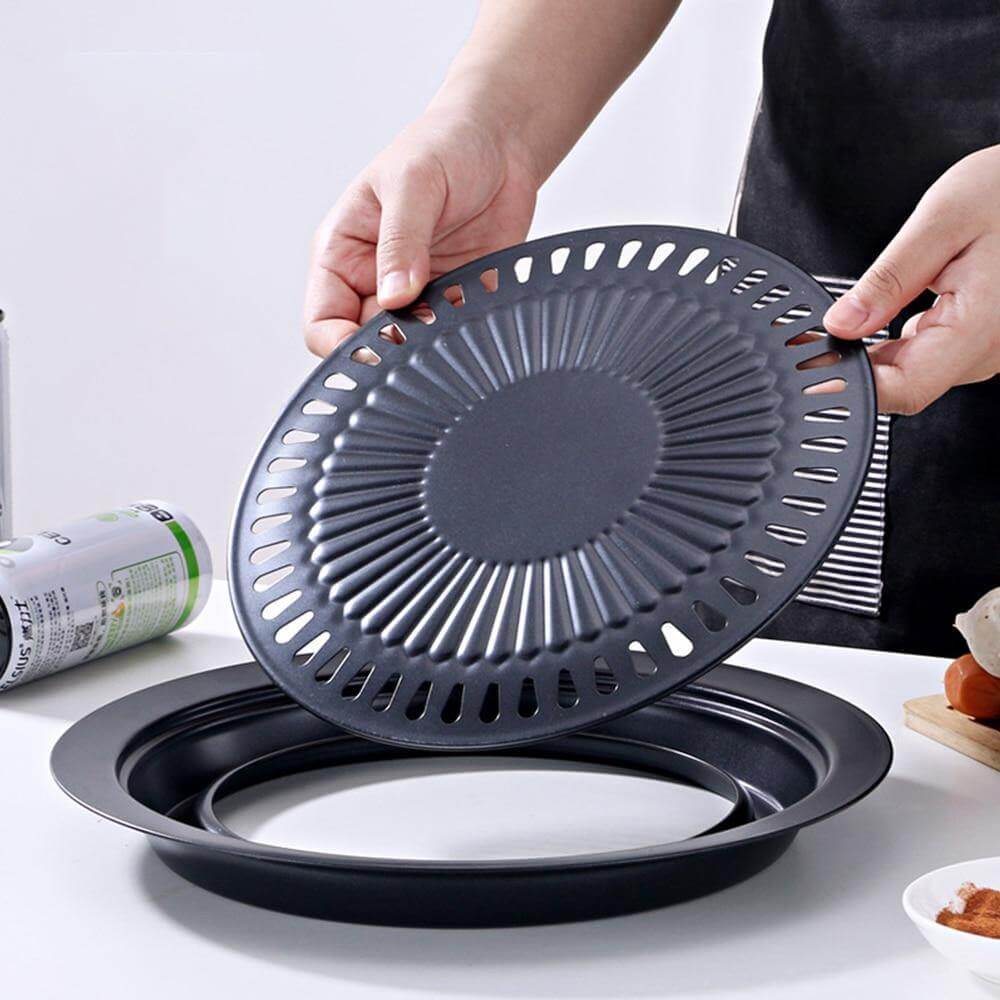 Koreansk bärbar non-stick BBQ grillpanna