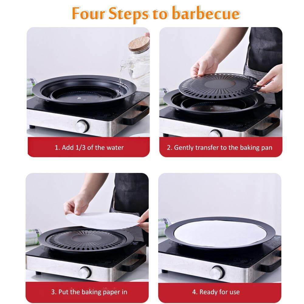Koreansk bärbar non-stick BBQ grillpanna