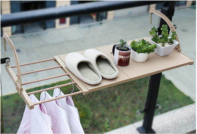Balkon Foldbar Tøj Hængende Tørrereol Organizer