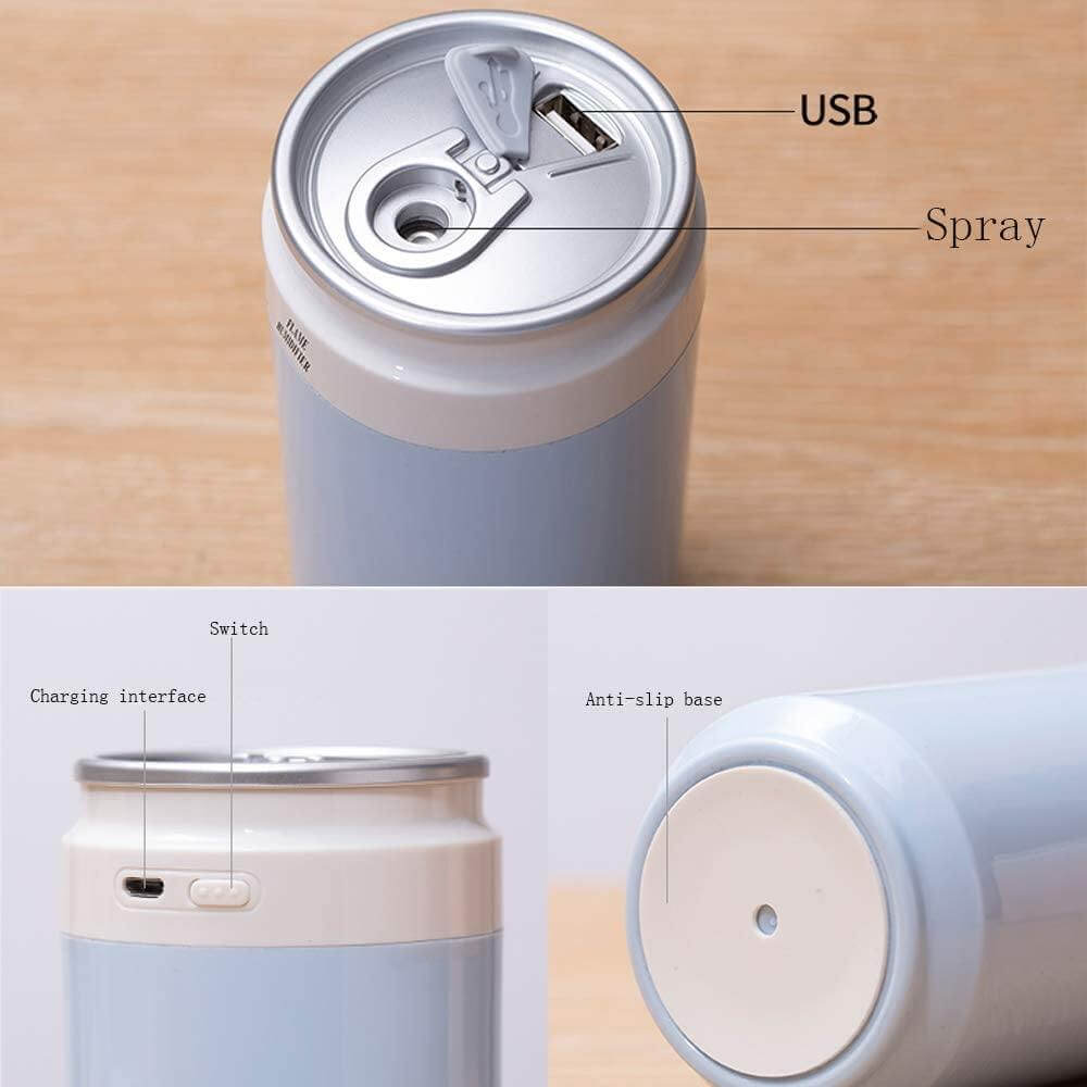 Bærbar ultrasonisk flaske luftfugter med mini lampe