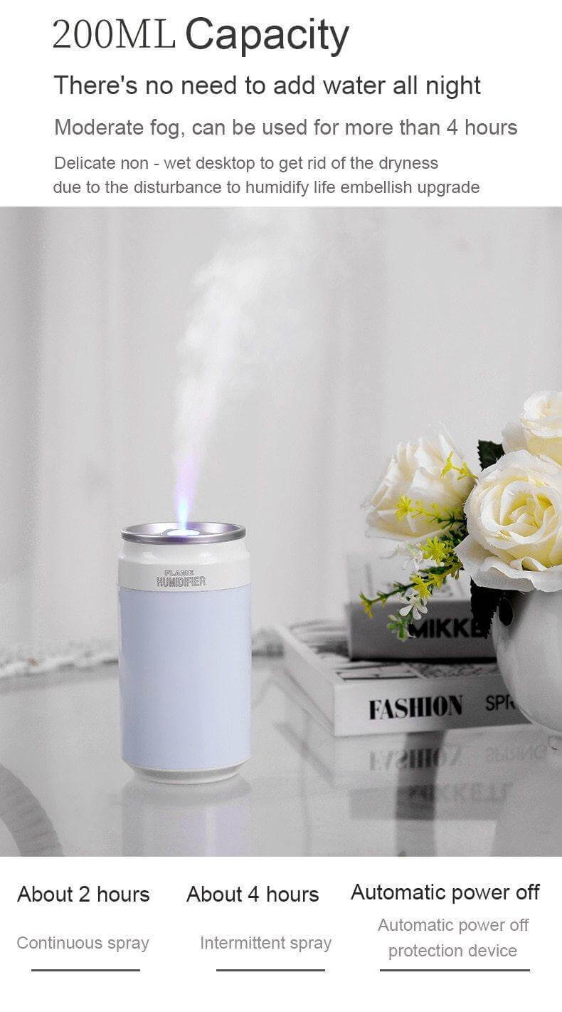 Bærbar ultrasonisk flaske luftfugter med mini lampe