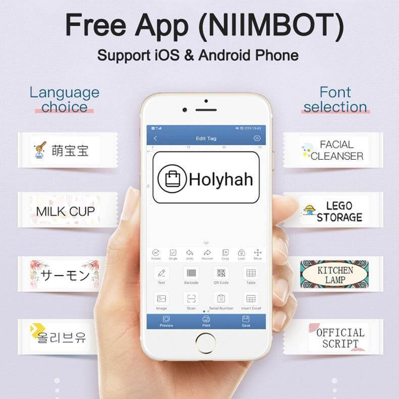 Trådløs bærbar hurtig termisk etiketprinter