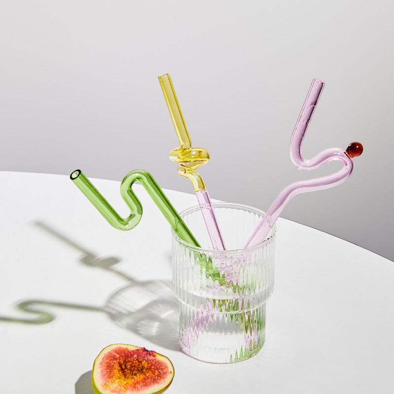 Farverig Miljøvenlig Genanvendelig Glasst straw