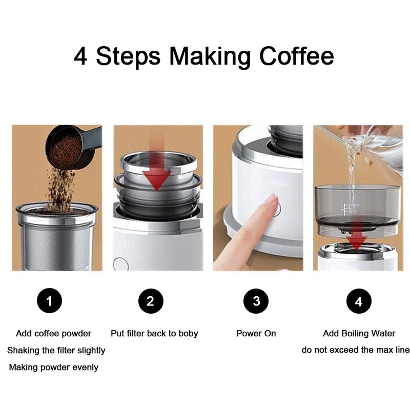 Smart Automatisk Brygning Mini Kaffemaskine